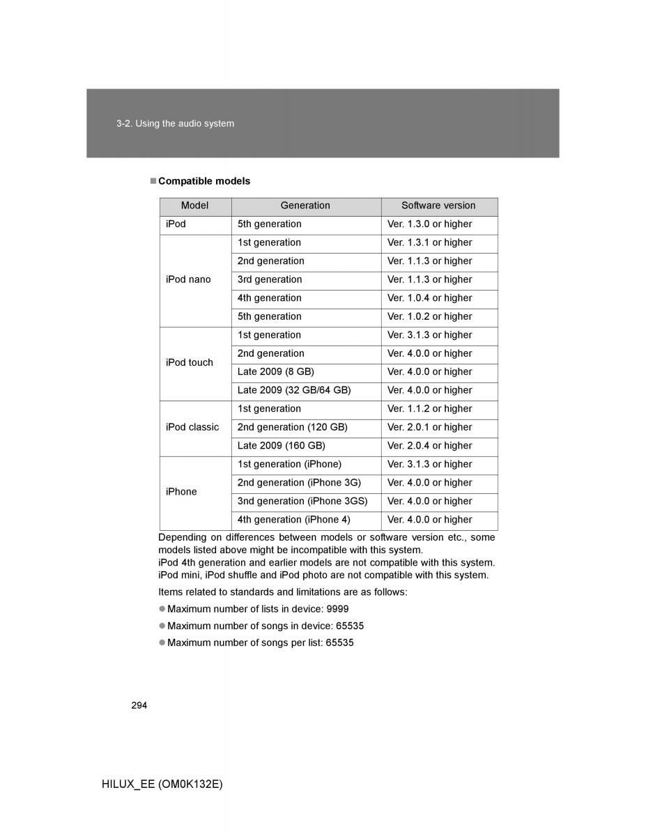 Toyota Hilux VII 7 owners manual / page 294