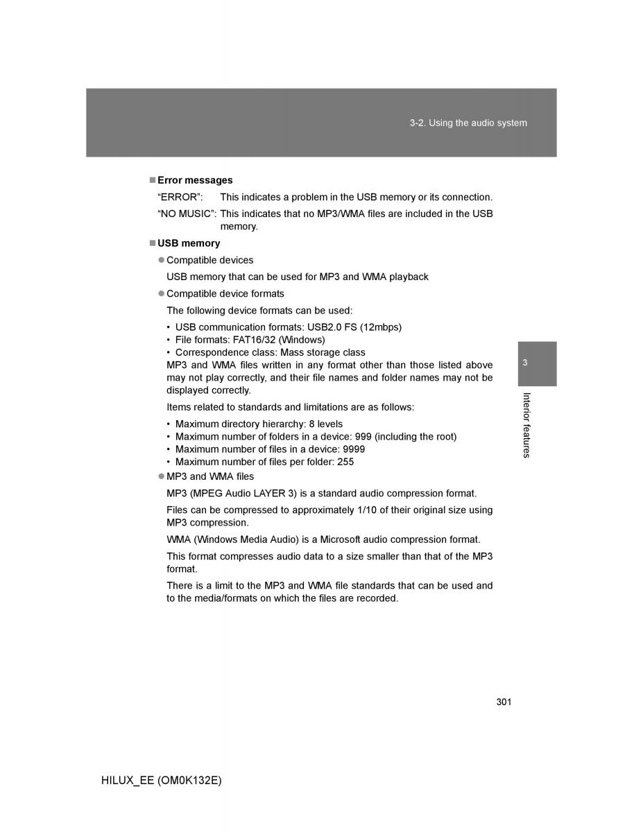 Toyota Hilux VII 7 owners manual / page 301