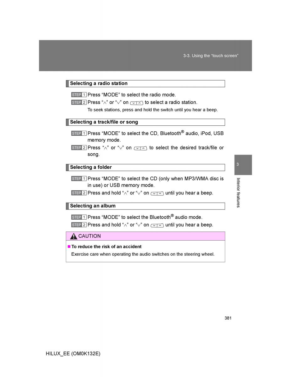 Toyota Hilux VII 7 owners manual / page 381