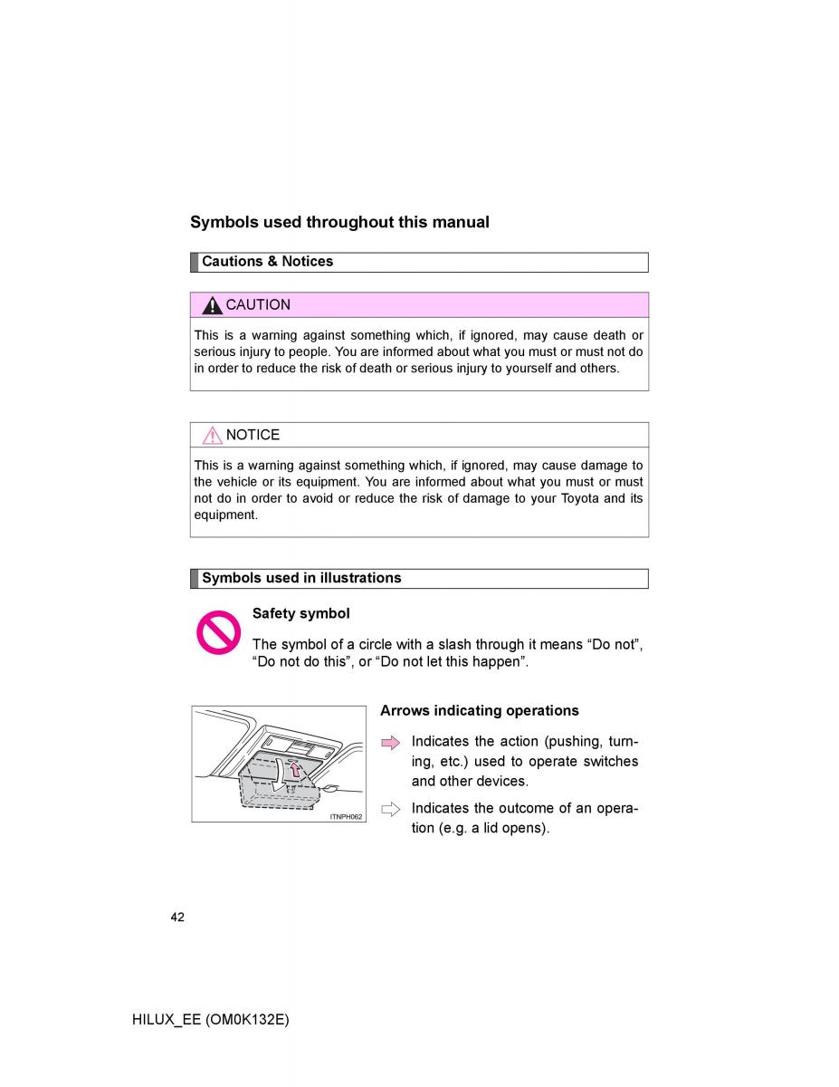 Toyota Hilux VII 7 owners manual / page 42