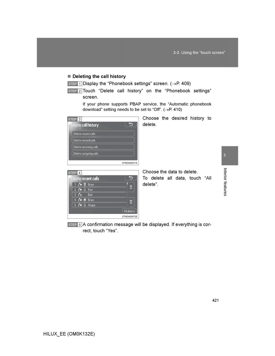 Toyota Hilux VII 7 owners manual / page 421