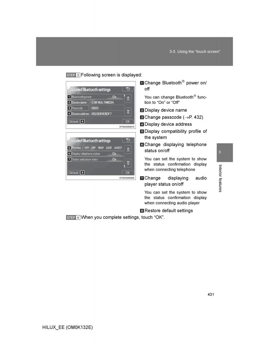 Toyota Hilux VII 7 owners manual / page 431