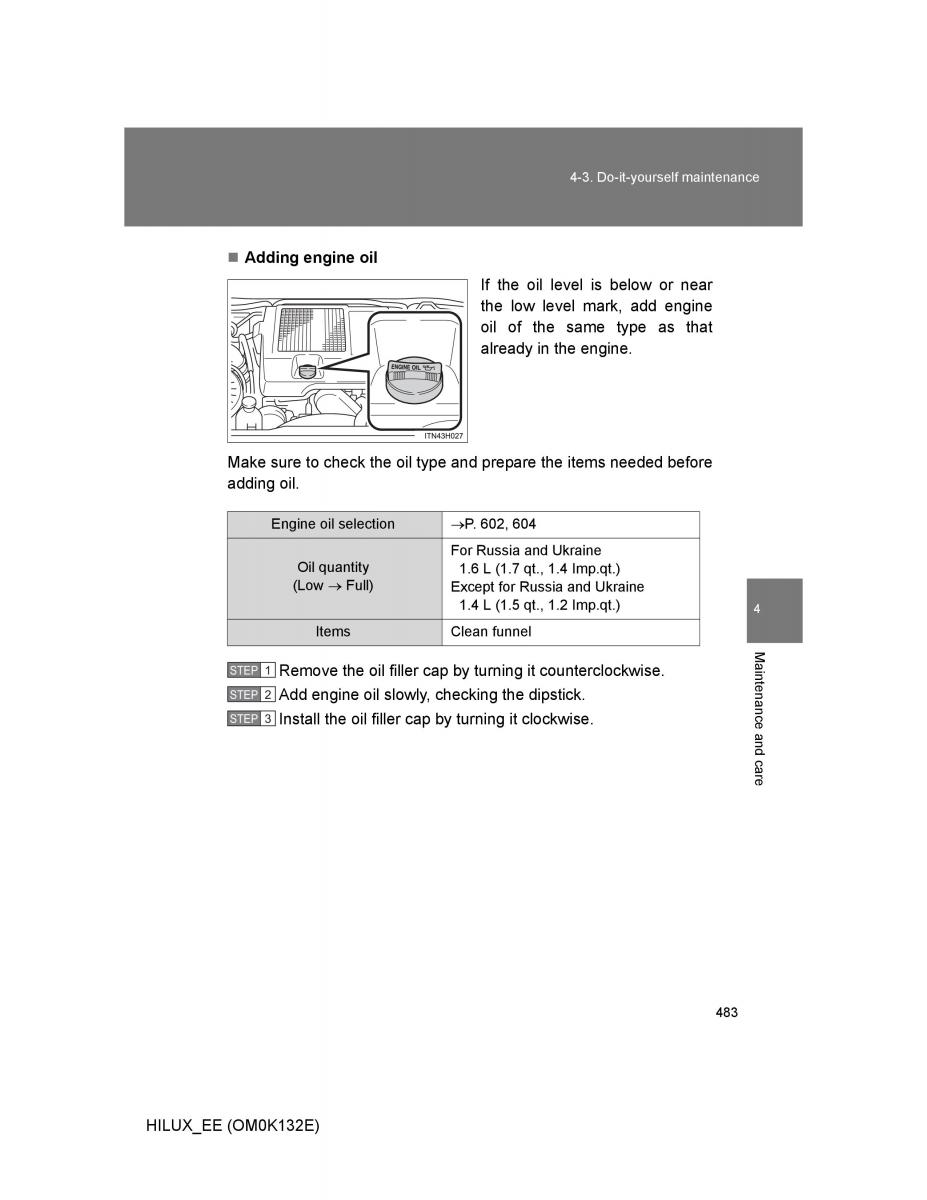 Toyota Hilux VII 7 owners manual / page 483