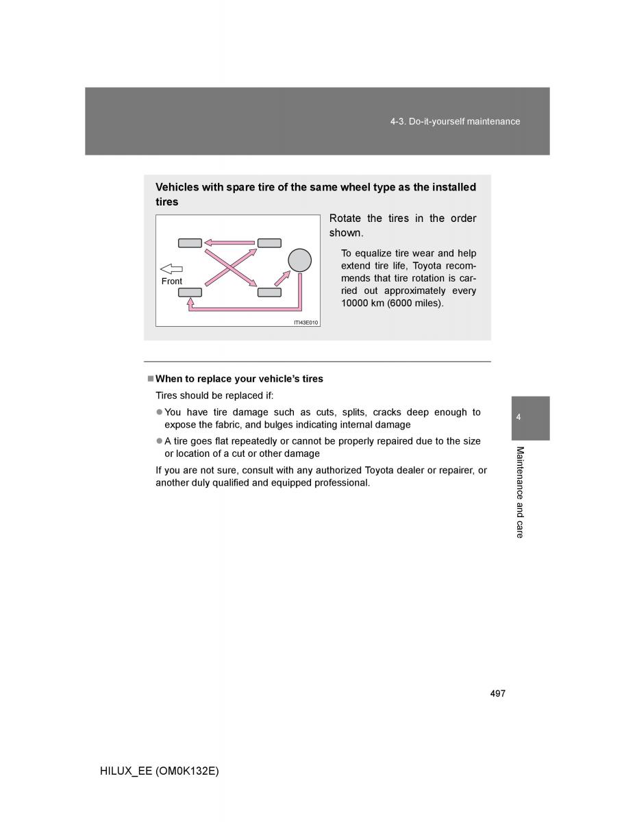 Toyota Hilux VII 7 owners manual / page 497