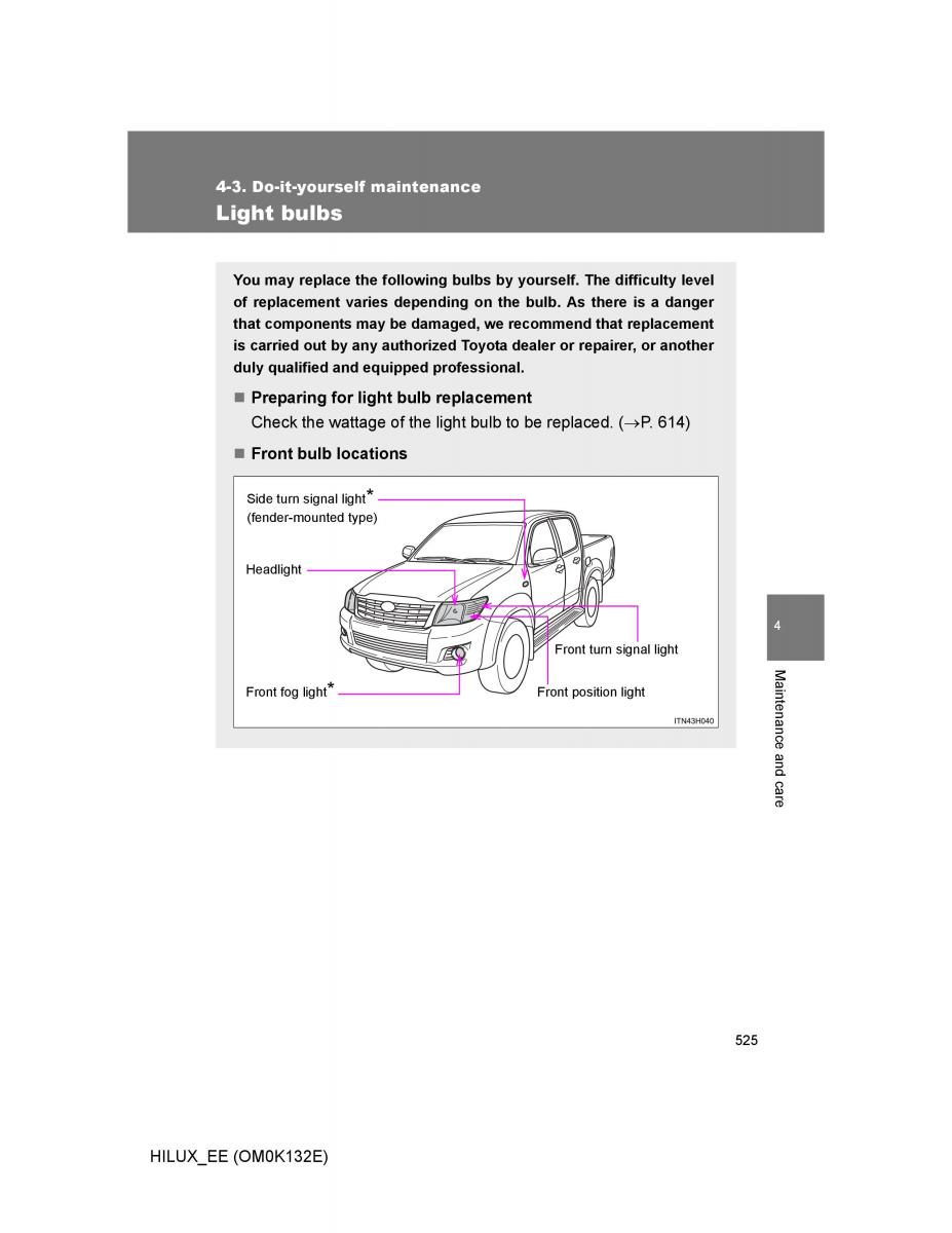 Toyota Hilux VII 7 owners manual / page 525