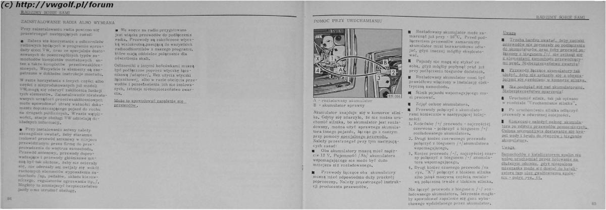 VW Golf II 2 MK2 instrukcja obslugi / page 44