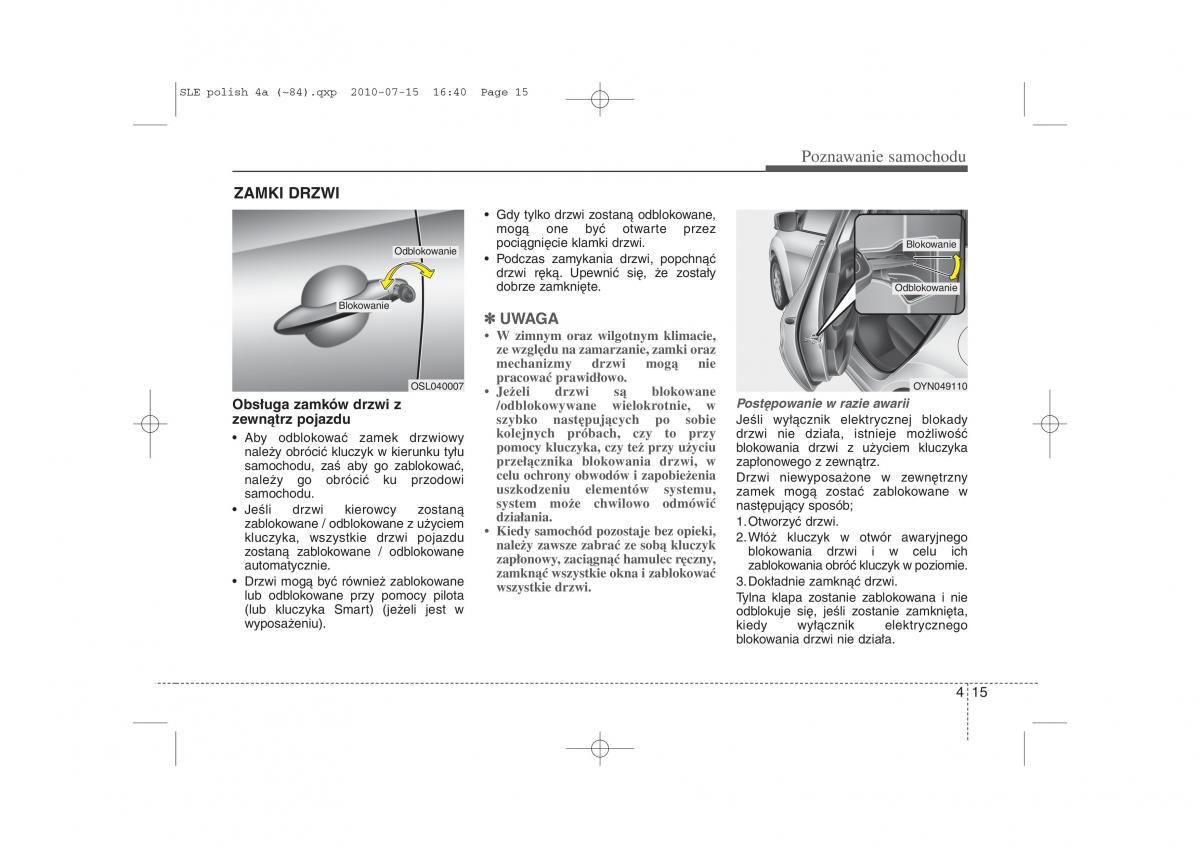 instrukcja obslugi  Kia Sportage III instrukcja / page 100