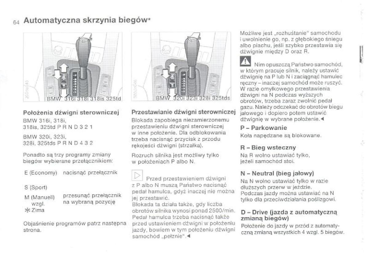 BMW 3 E36 instrukcja obslugi / page 64