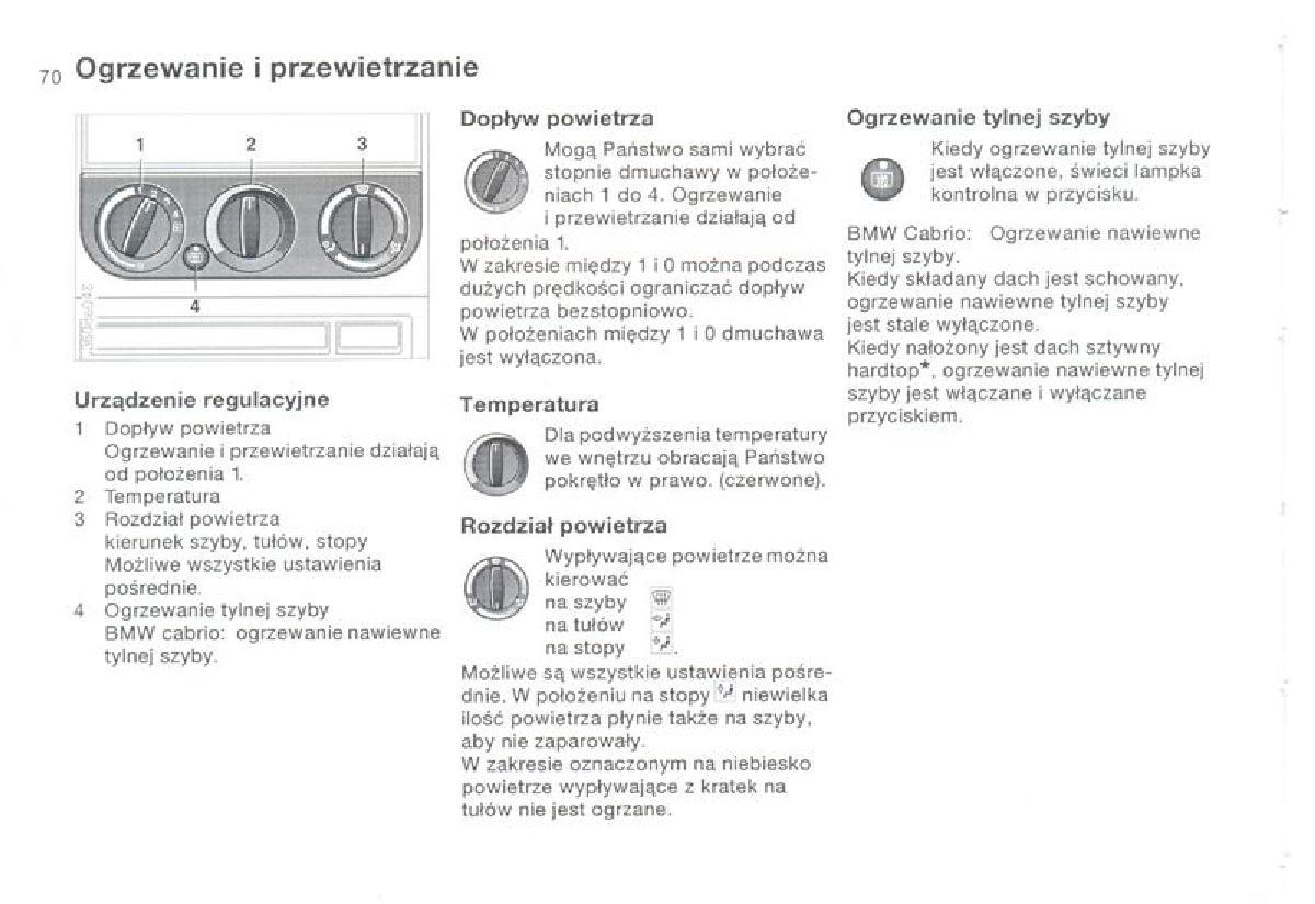 BMW 3 E36 instrukcja obslugi / page 70