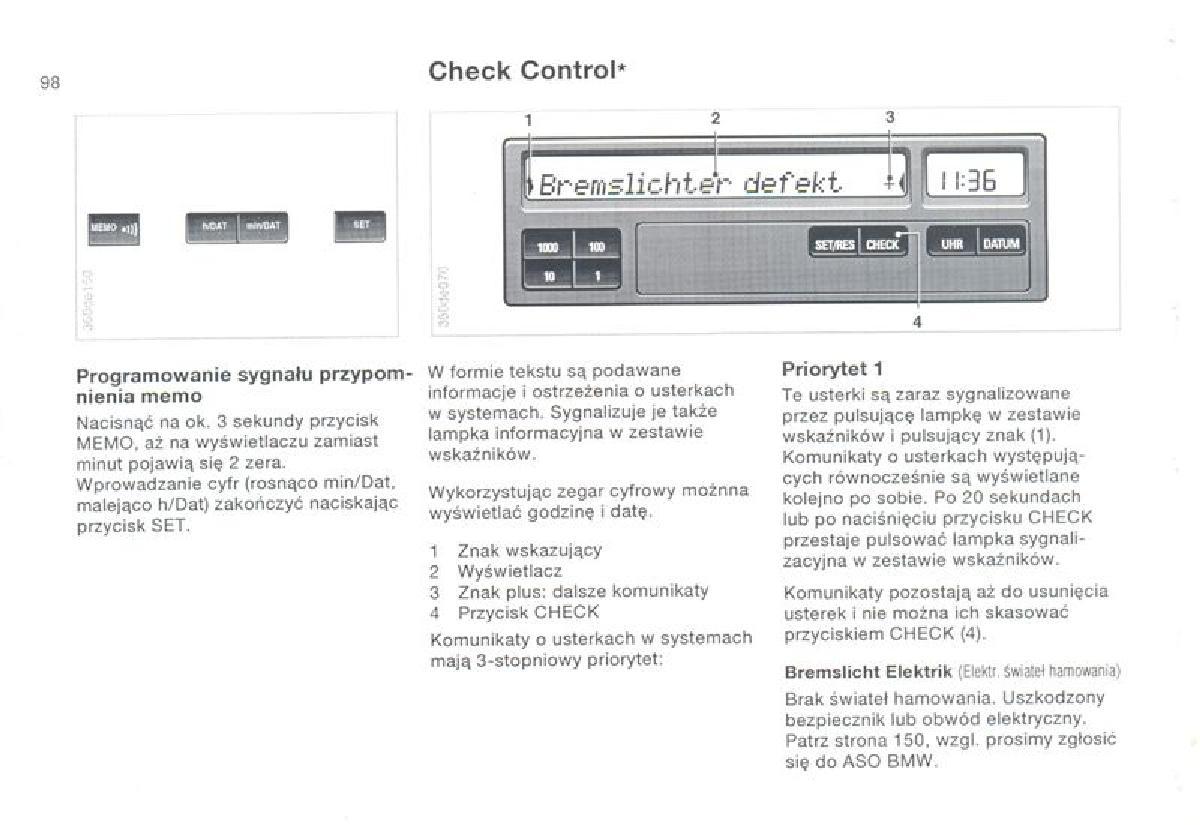 BMW 3 E36 instrukcja obslugi / page 98