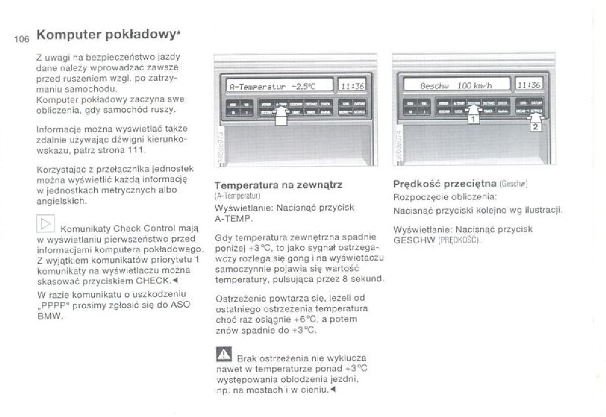 BMW 3 E36 instrukcja obslugi / page 106