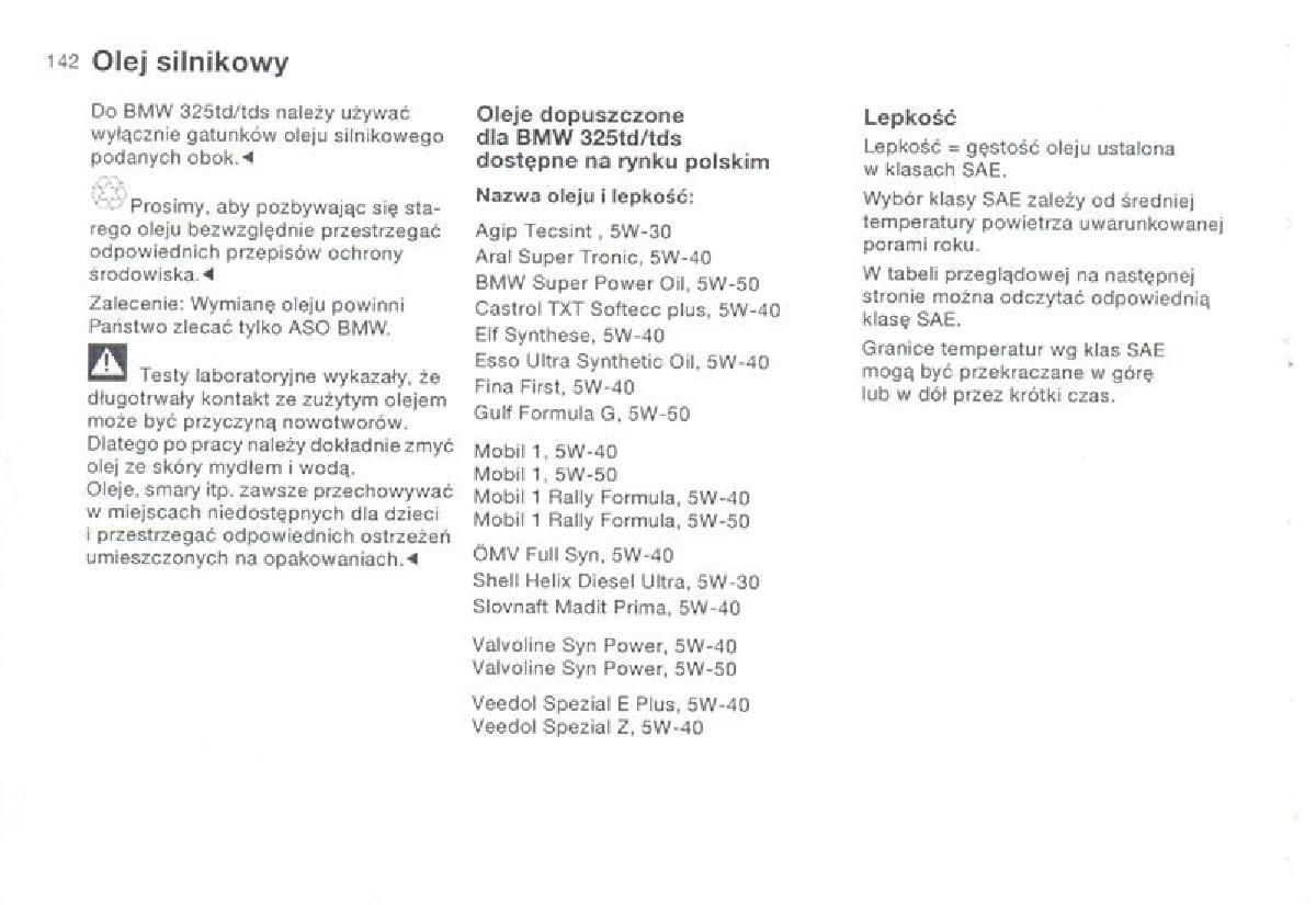 BMW 3 E36 instrukcja obslugi / page 142