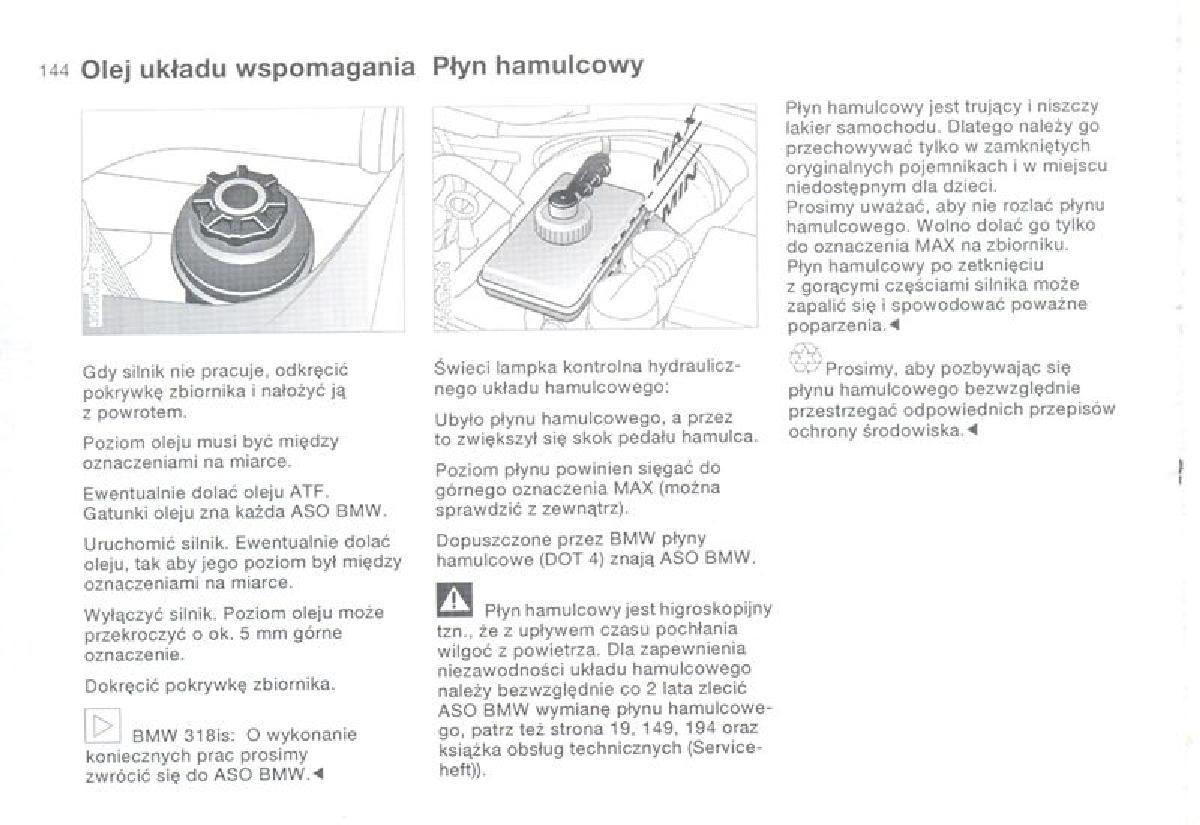 BMW 3 E36 instrukcja obslugi / page 144