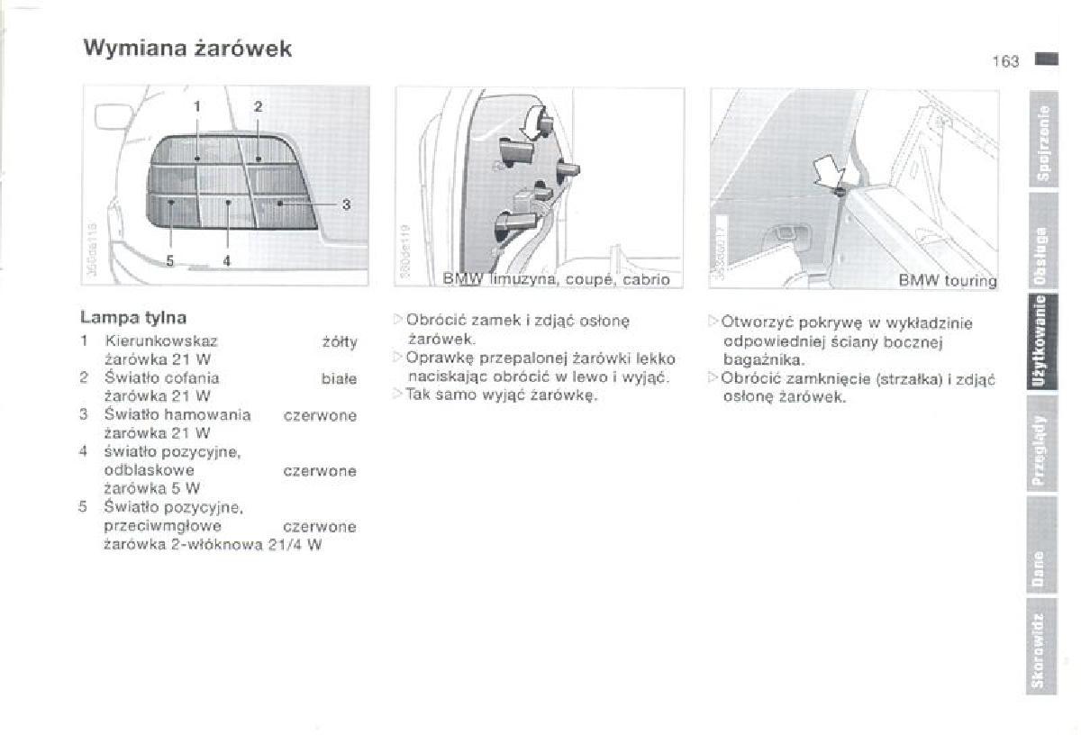 BMW 3 E36 instrukcja obslugi / page 163