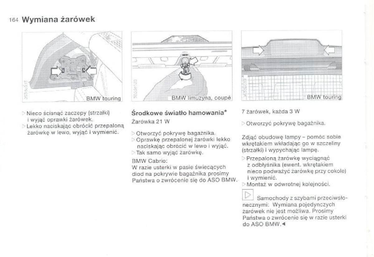 BMW 3 E36 instrukcja obslugi / page 164