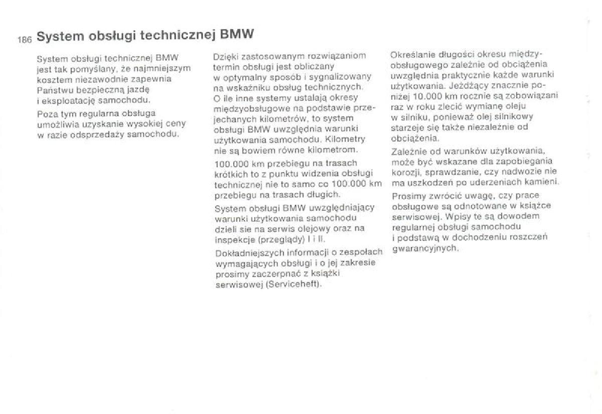 BMW 3 E36 instrukcja obslugi / page 186