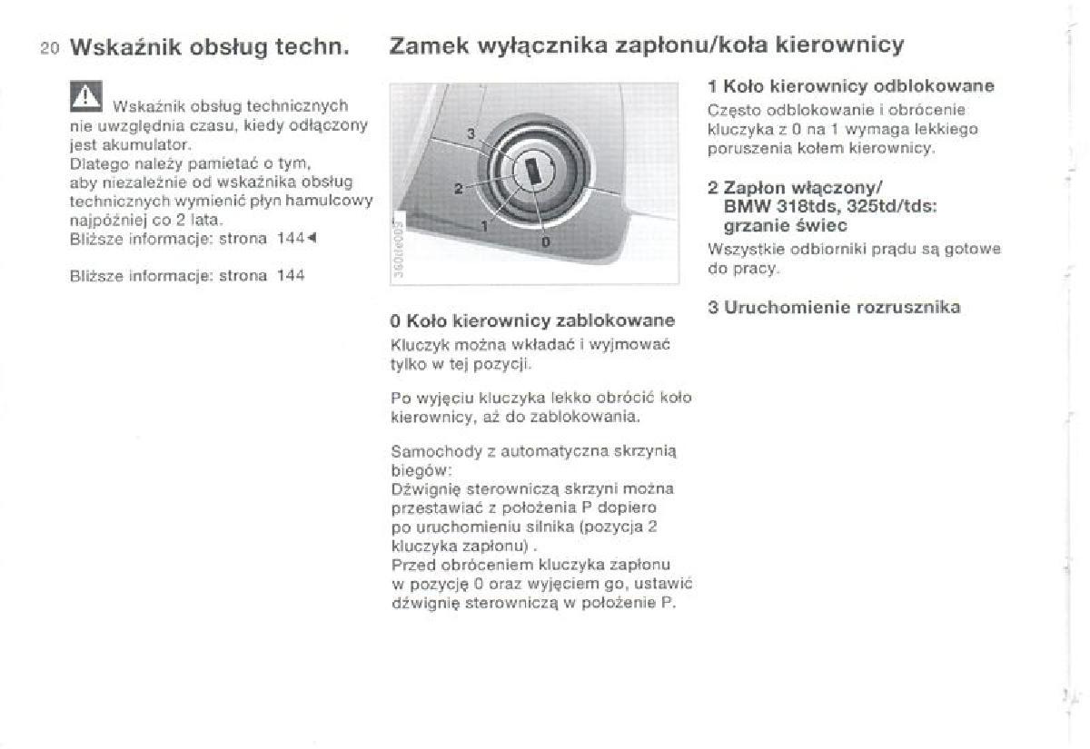 BMW 3 E36 instrukcja obslugi / page 20