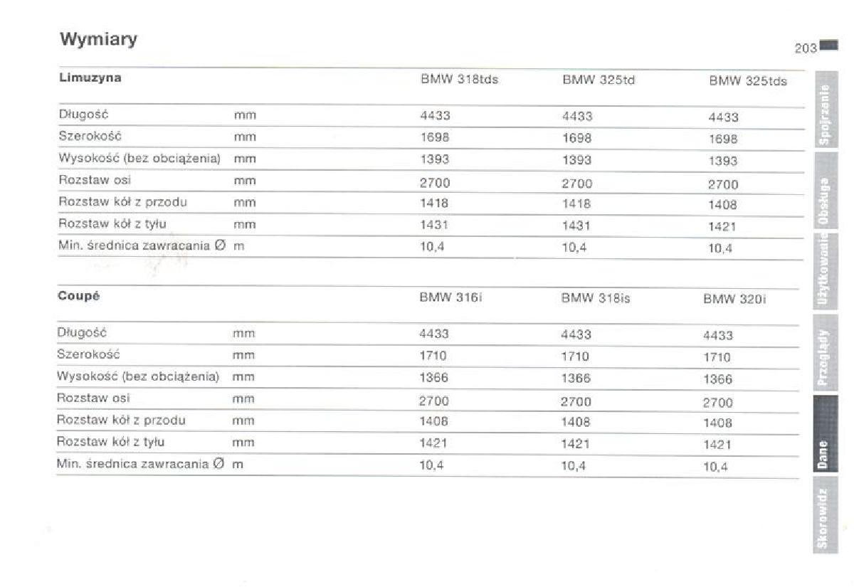 BMW 3 E36 instrukcja obslugi / page 203