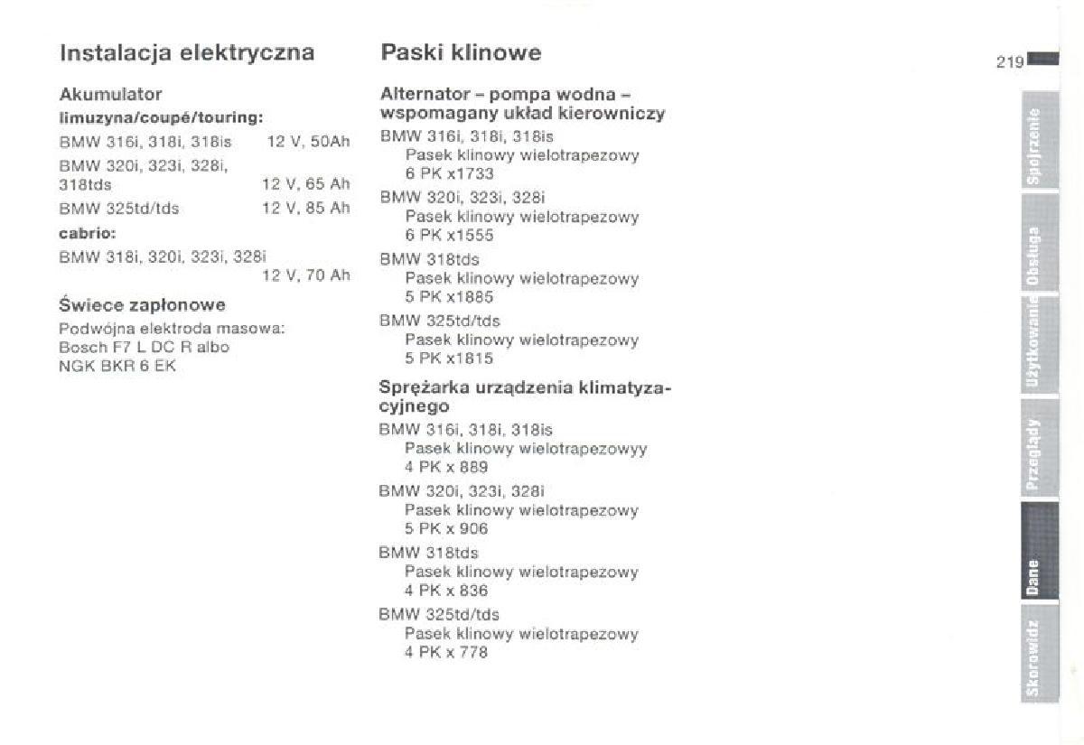 BMW 3 E36 instrukcja obslugi / page 219