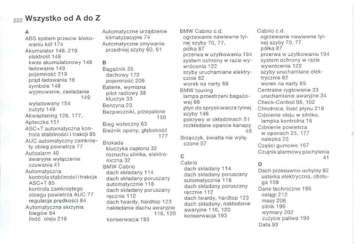 BMW 3 E36 instrukcja obslugi / page 222