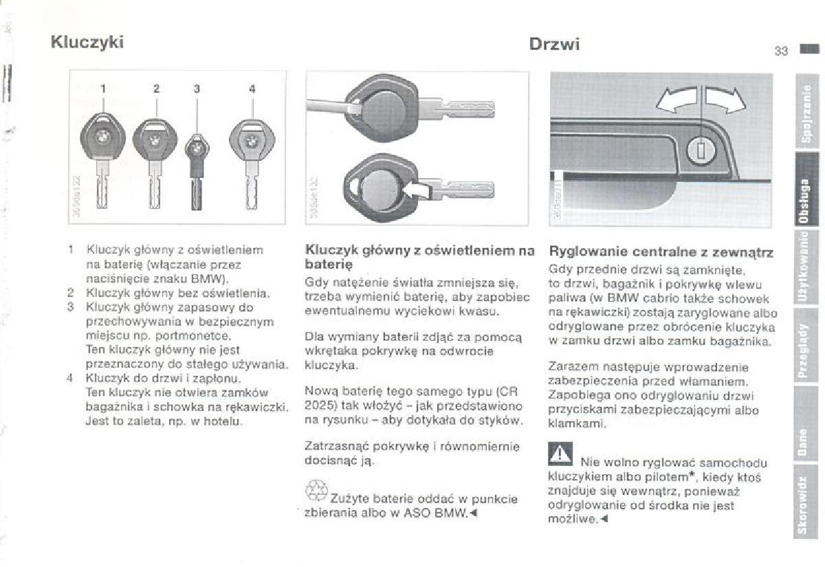 BMW 3 E36 instrukcja obslugi / page 33