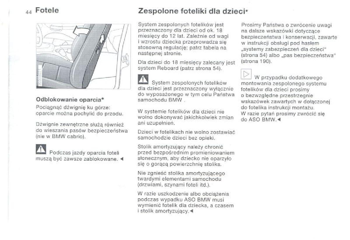 BMW 3 E36 instrukcja obslugi / page 44