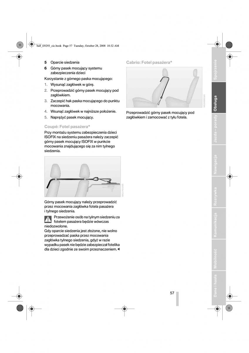 BMW 3 E92 E93 instrukcja obslugi / page 58