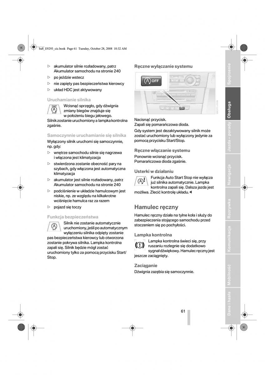 BMW 3 E92 E93 instrukcja obslugi / page 62