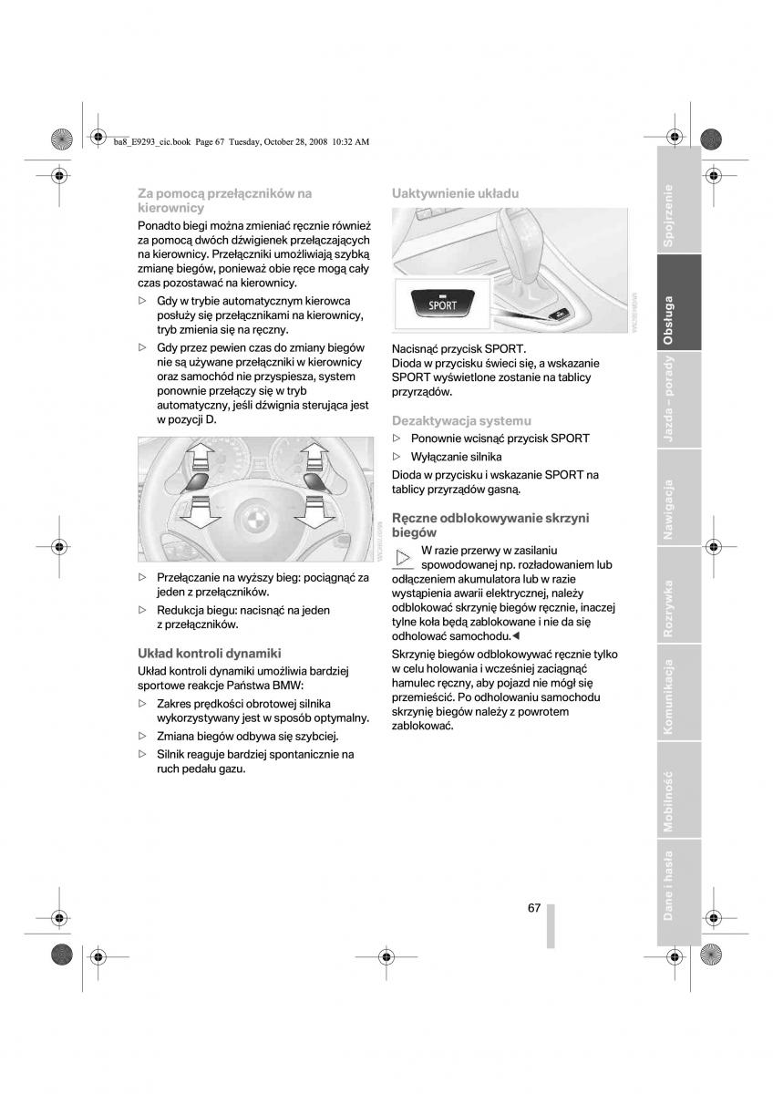 BMW 3 E92 E93 instrukcja obslugi / page 68