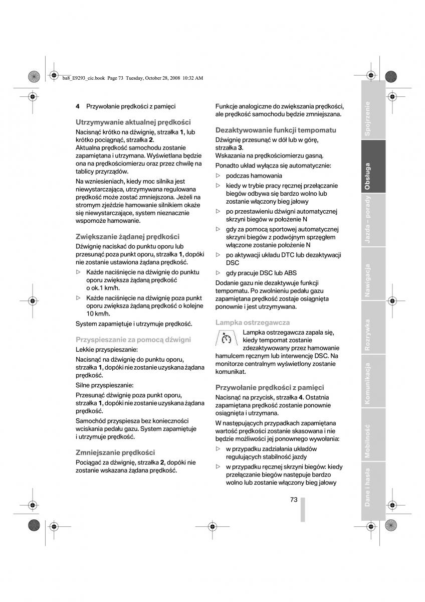 BMW 3 E92 E93 instrukcja obslugi / page 74