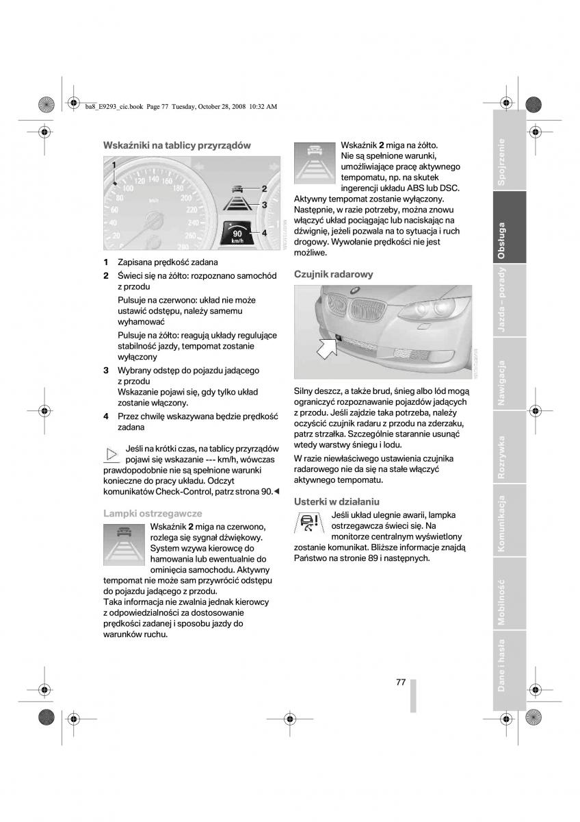 BMW 3 E92 E93 instrukcja obslugi / page 78