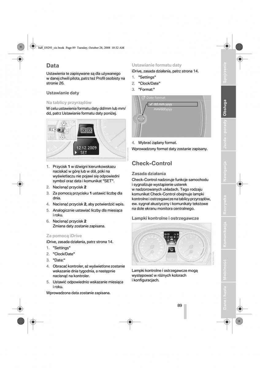 BMW 3 E92 E93 instrukcja obslugi / page 90