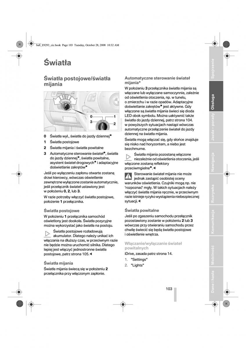 BMW 3 E92 E93 instrukcja obslugi / page 104