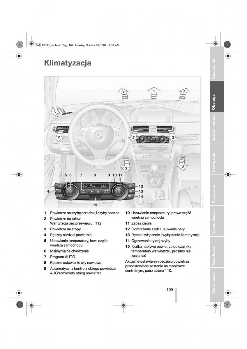 BMW 3 E92 E93 instrukcja obslugi / page 110