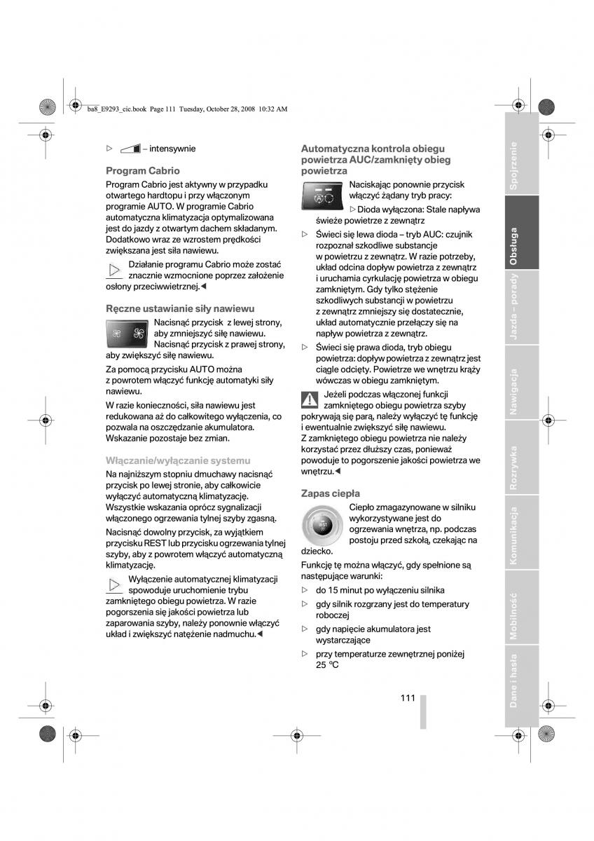 BMW 3 E92 E93 instrukcja obslugi / page 112