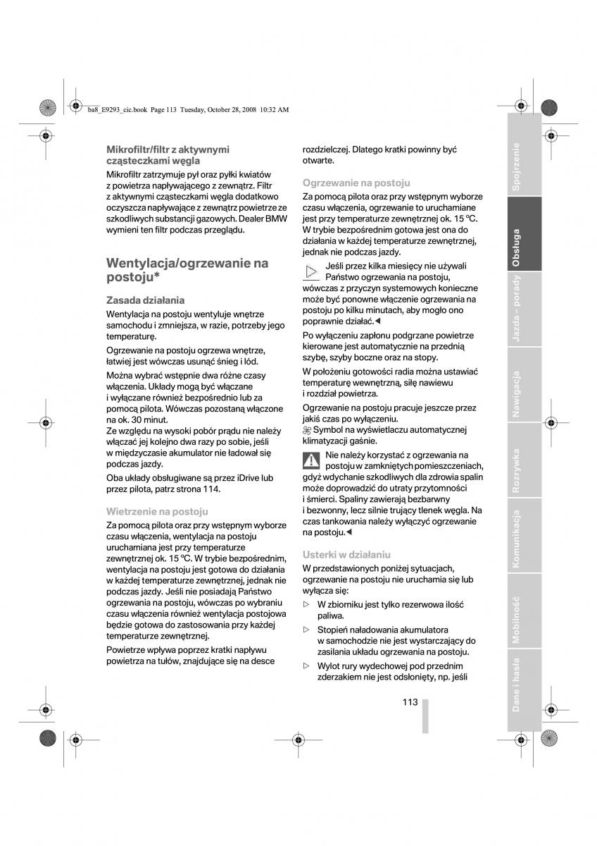 BMW 3 E92 E93 instrukcja obslugi / page 114