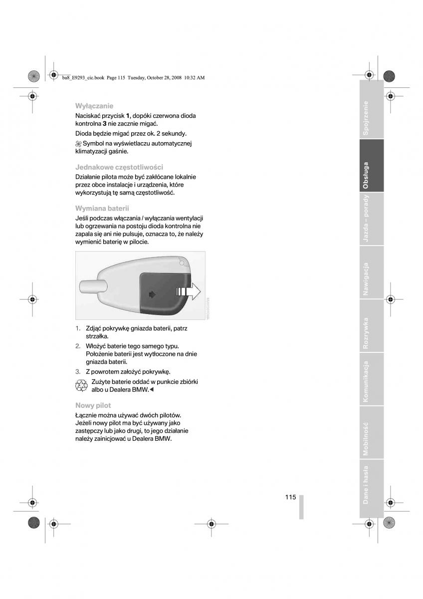 BMW 3 E92 E93 instrukcja obslugi / page 116