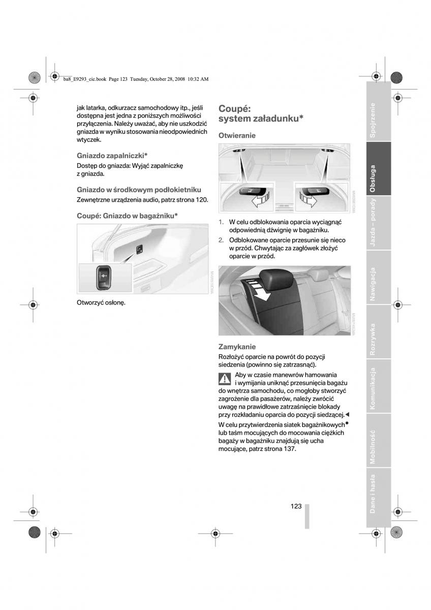 BMW 3 E92 E93 instrukcja obslugi / page 124