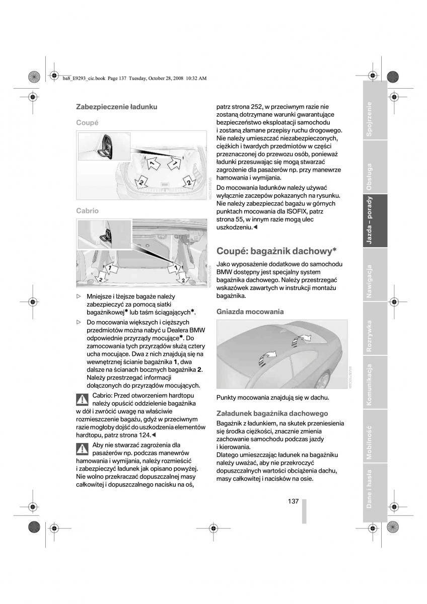 BMW 3 E92 E93 instrukcja obslugi / page 138