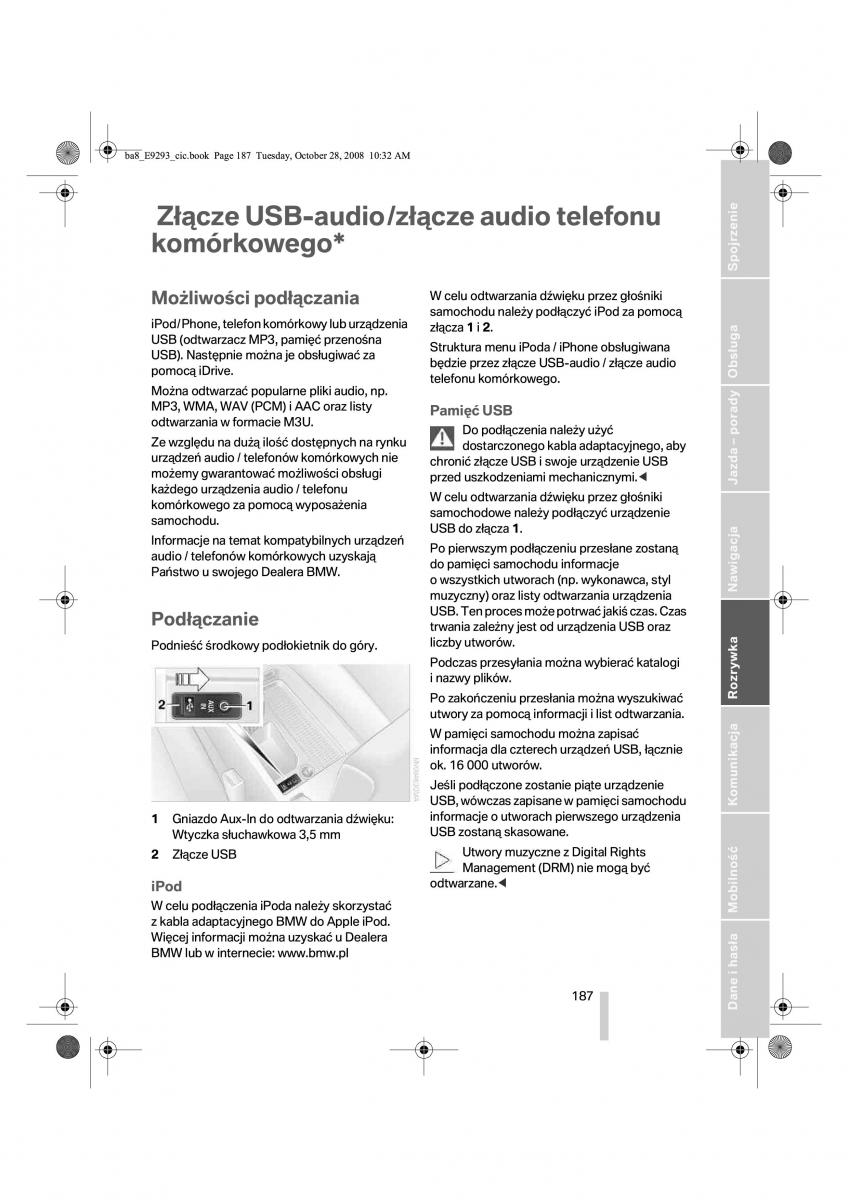 BMW 3 E92 E93 instrukcja obslugi / page 188