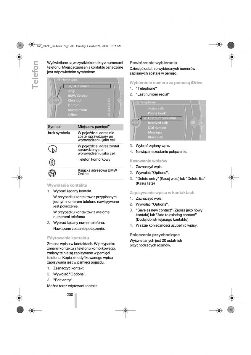 BMW 3 E92 E93 instrukcja obslugi / page 201