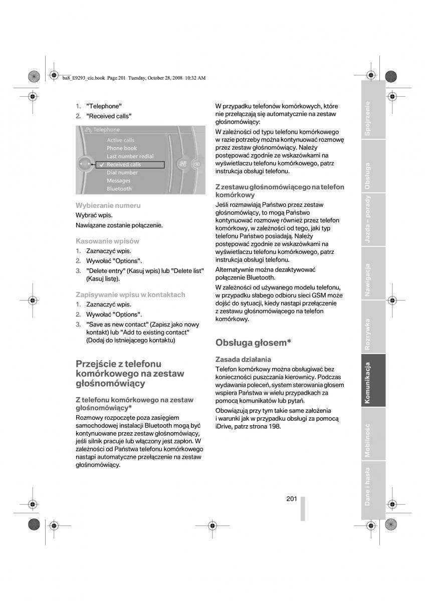 BMW 3 E92 E93 instrukcja obslugi / page 202