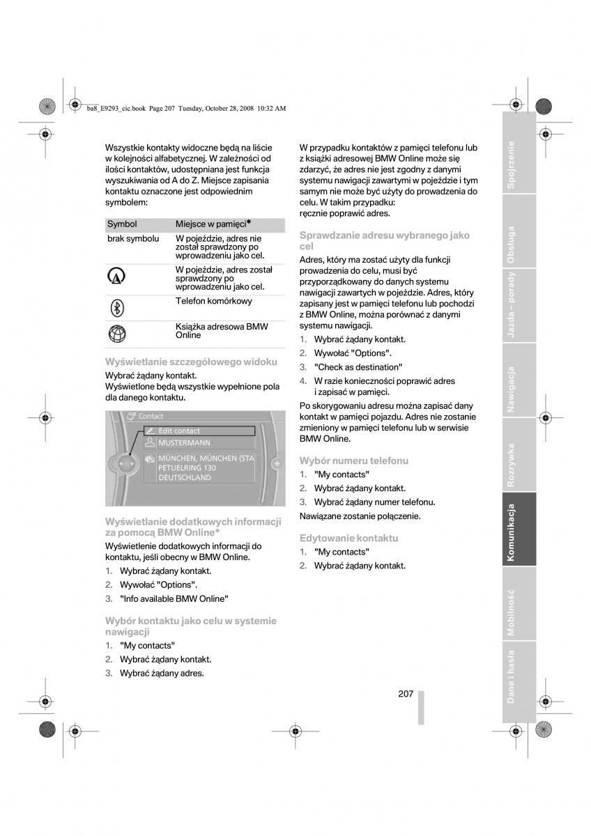 BMW 3 E92 E93 instrukcja obslugi / page 208