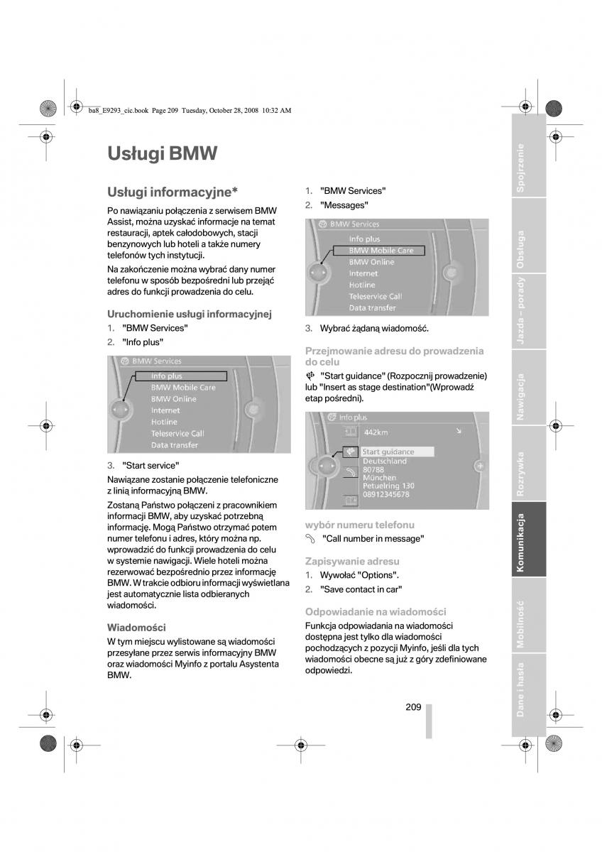 BMW 3 E92 E93 instrukcja obslugi / page 210