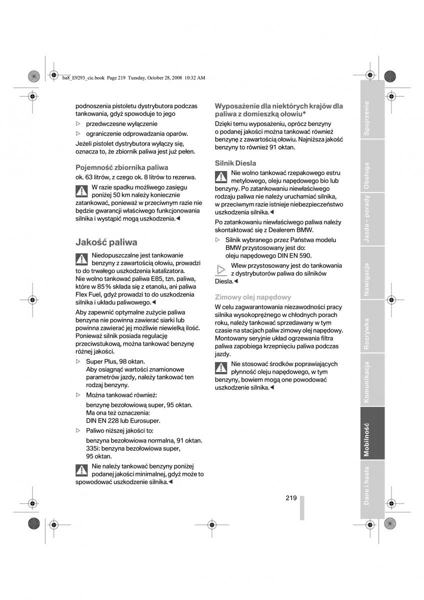 BMW 3 E92 E93 instrukcja obslugi / page 220