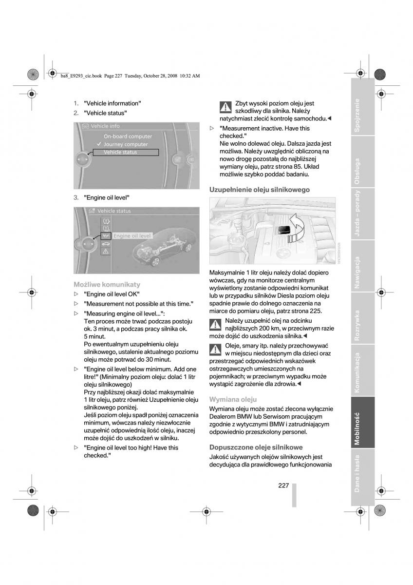 BMW 3 E92 E93 instrukcja obslugi / page 228