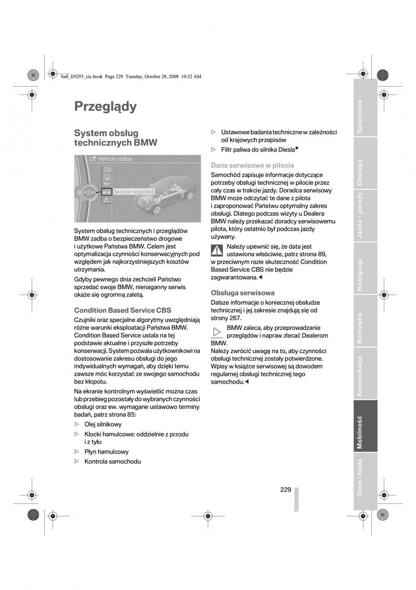 BMW 3 E92 E93 instrukcja obslugi / page 230