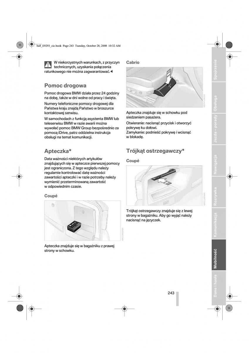 BMW 3 E92 E93 instrukcja obslugi / page 244