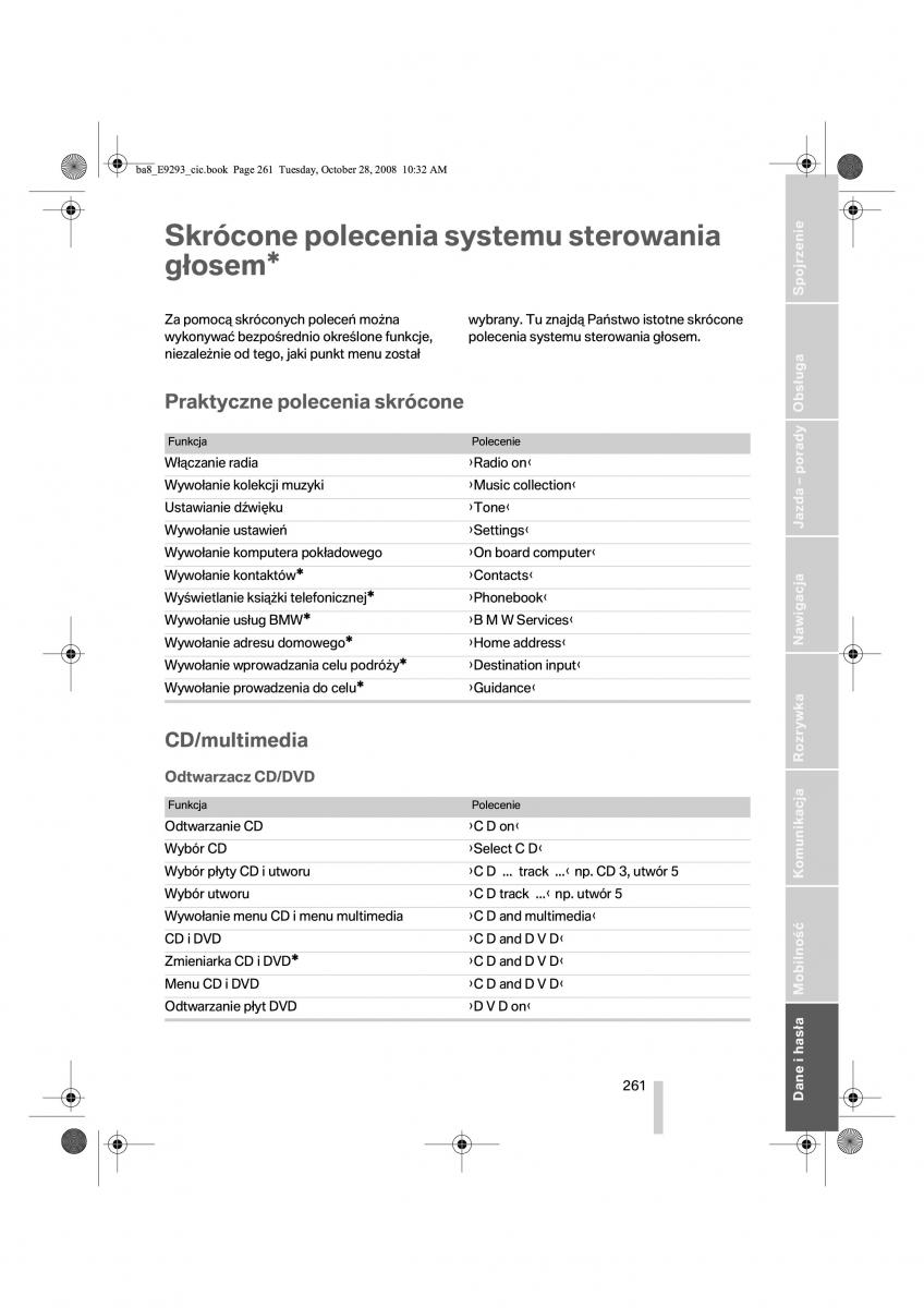 BMW 3 E92 E93 instrukcja obslugi / page 262