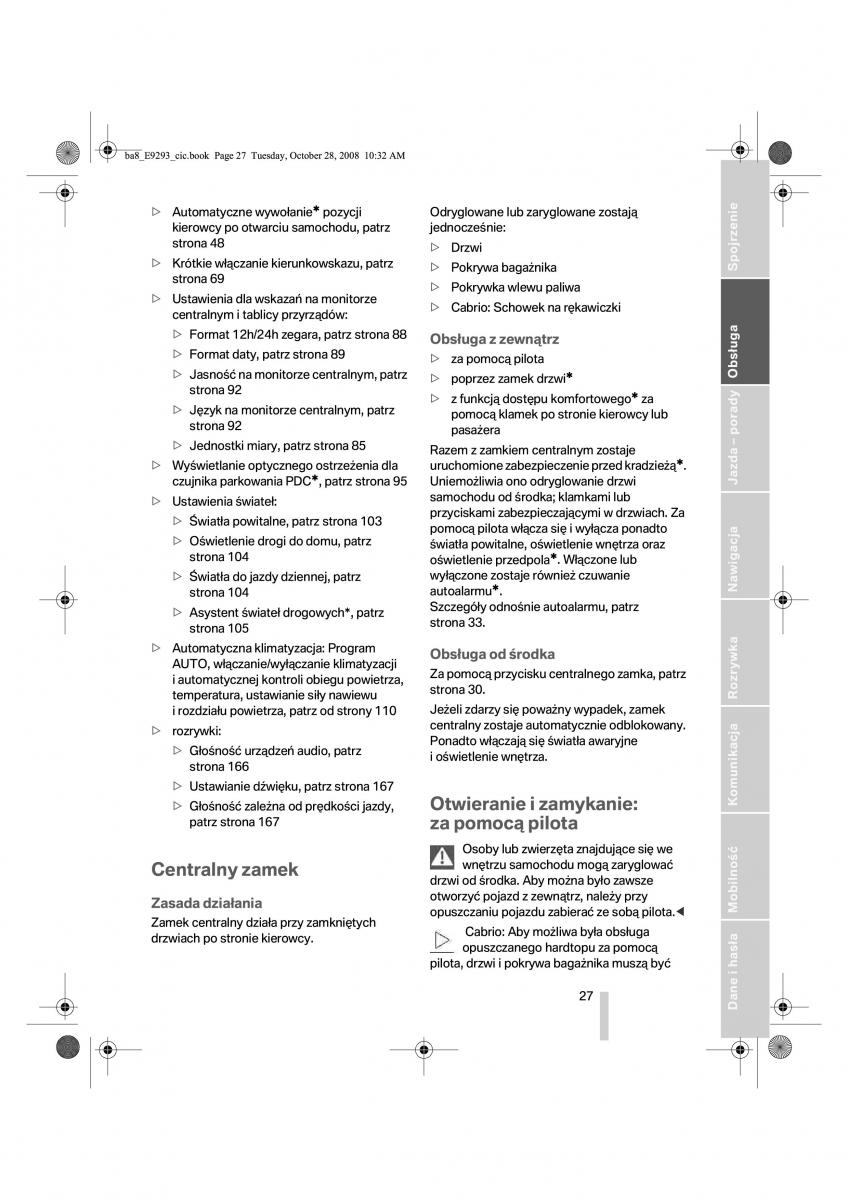 BMW 3 E92 E93 instrukcja obslugi / page 28